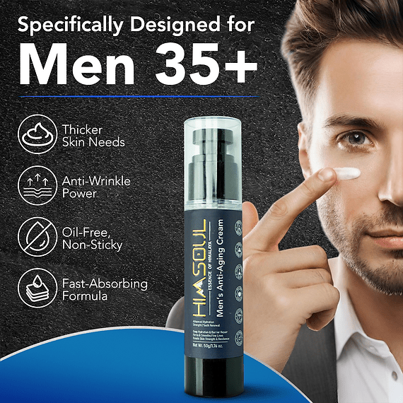 Natural anti-aging cream for men with plant-based Bakuchiol retinol alternative and Himalayan ingredients