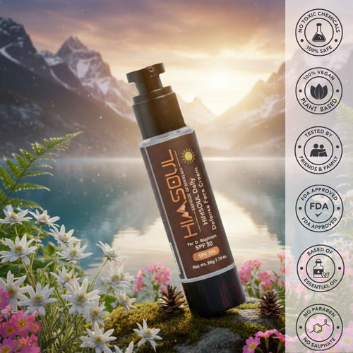 Himsoul SPF 30 cream is dermatologically tested and safe for all skin types, ensuring non-irritating daily protection.