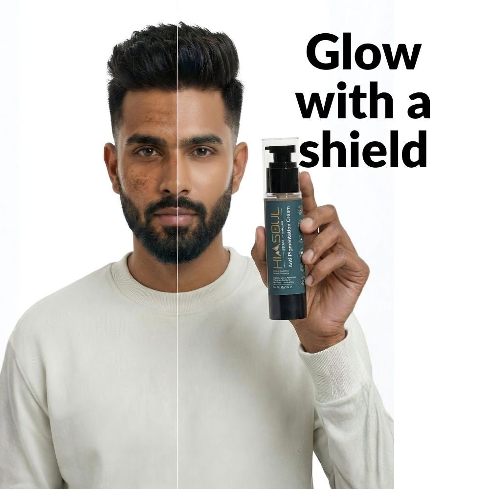 Visible results: Himsoul cream fading sun spots, tan lines, and uneven skin tone for men.